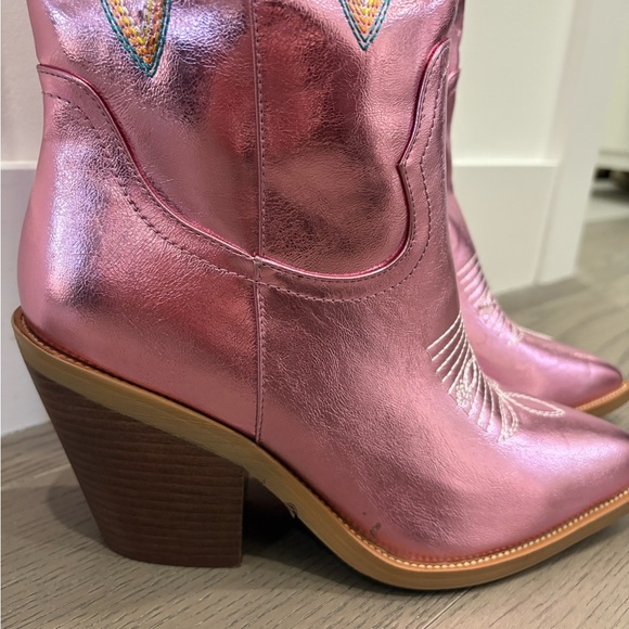 Pink Metallic Western Knee High Cowgirl Boots with Embroidery Women Size 7 & 9 - Picture 2 of 11